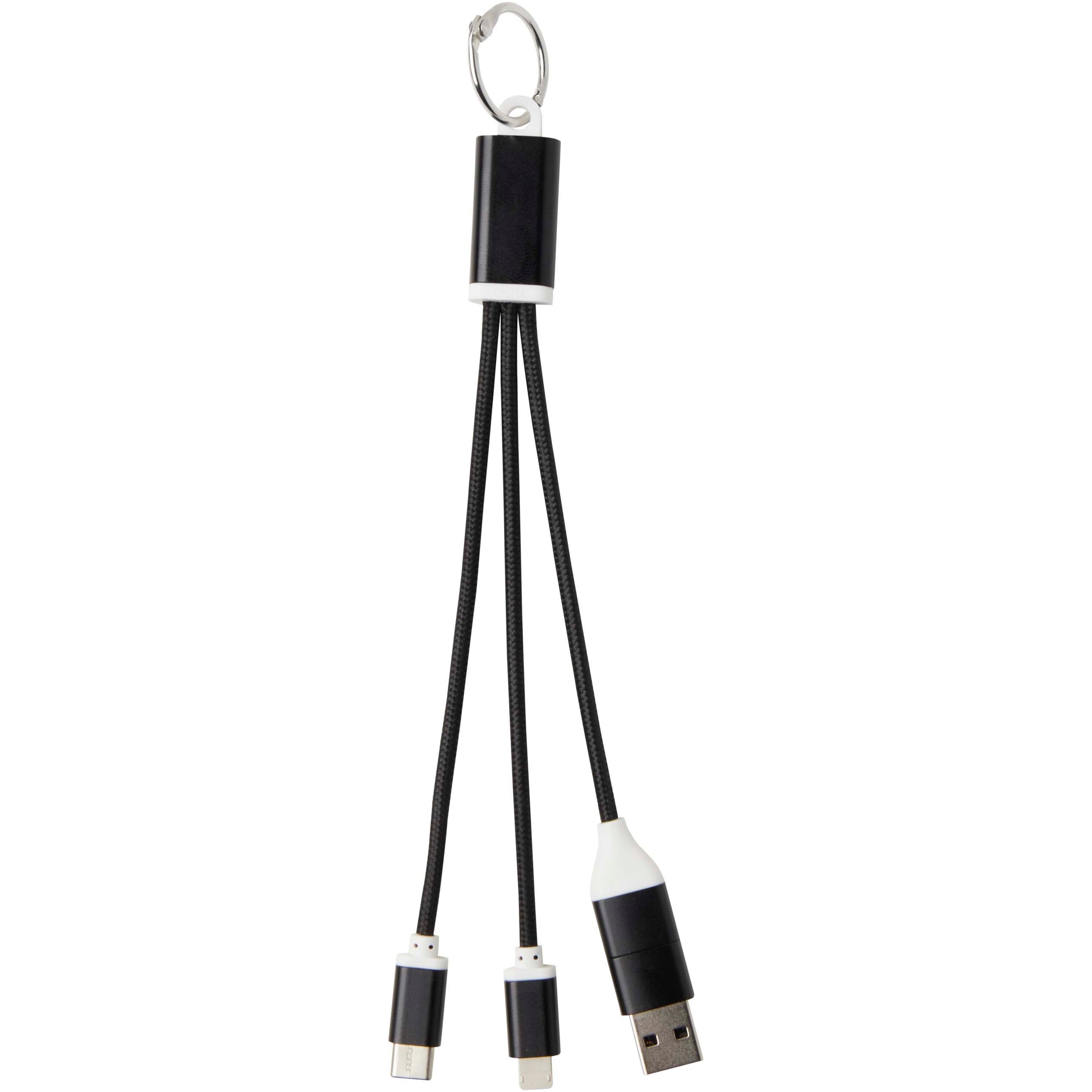 4-in-1 Recycled Aluminium Charging Cable Keyring