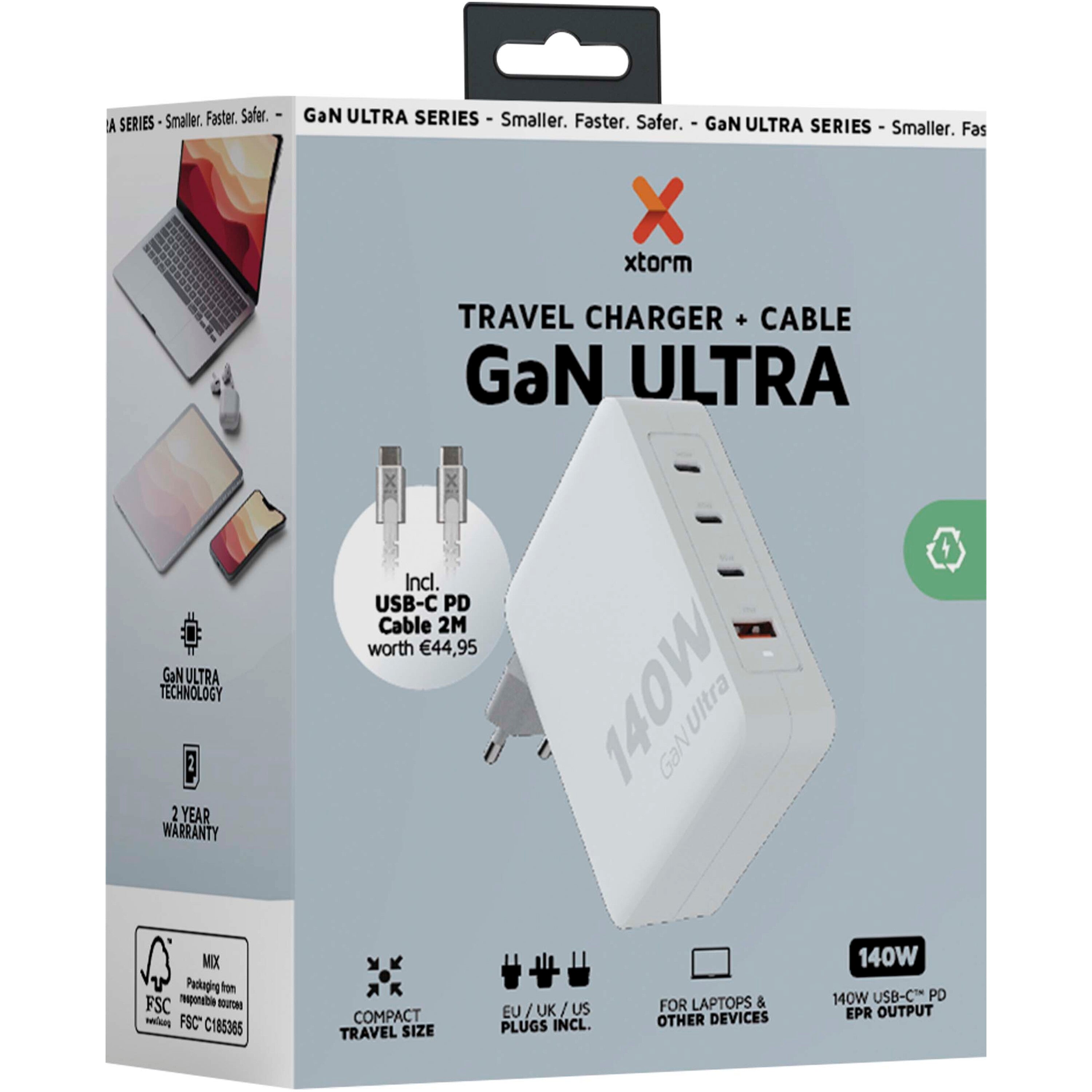 Xtorm 140W Travel Charger with 240W USB-C Power Cable