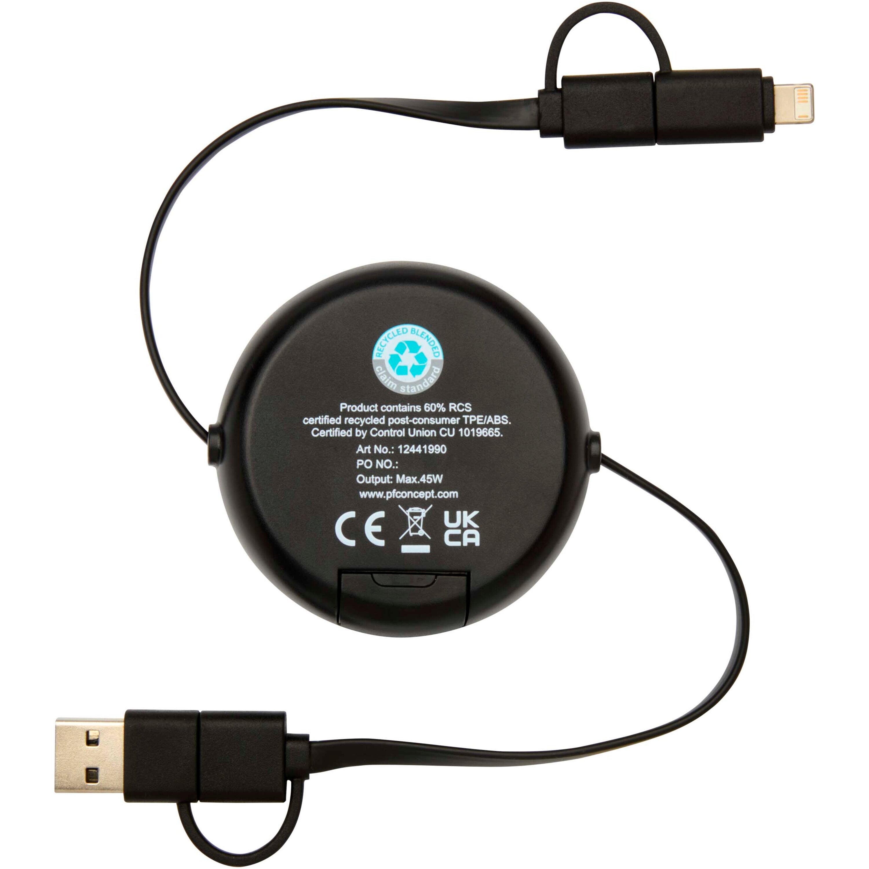 5-in-1 Recycled Retractable Data Sync and Charging Cable