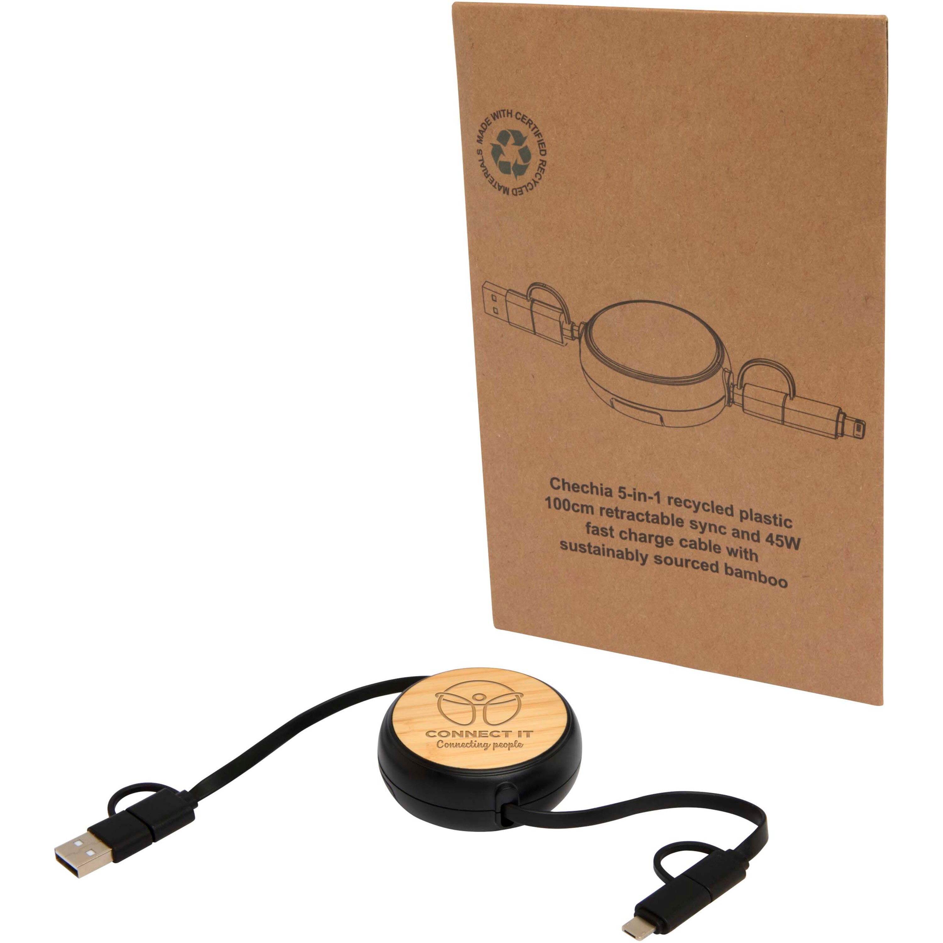 5-in-1 Recycled Retractable Data Sync and Charging Cable