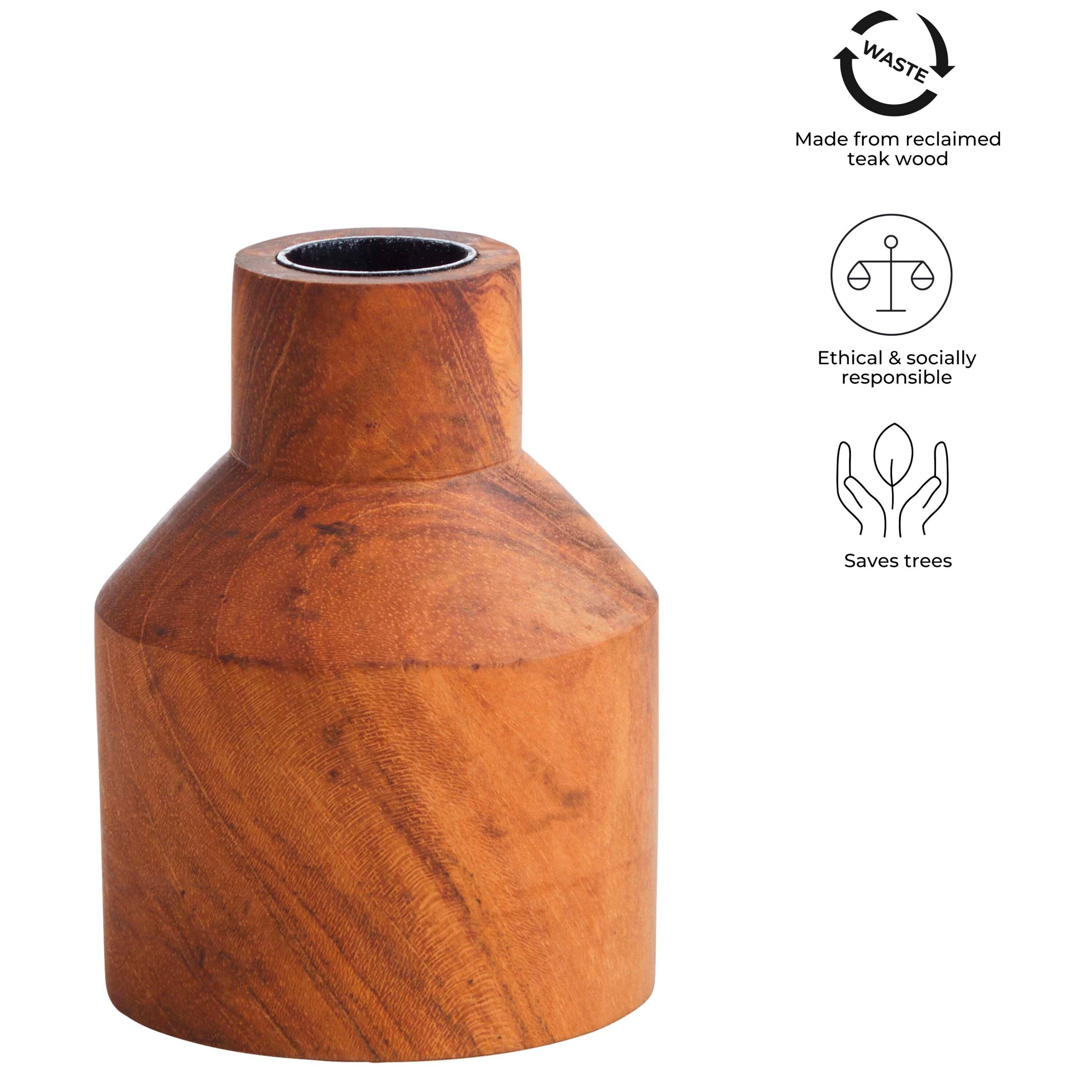 Teak Dinner Candle Holder