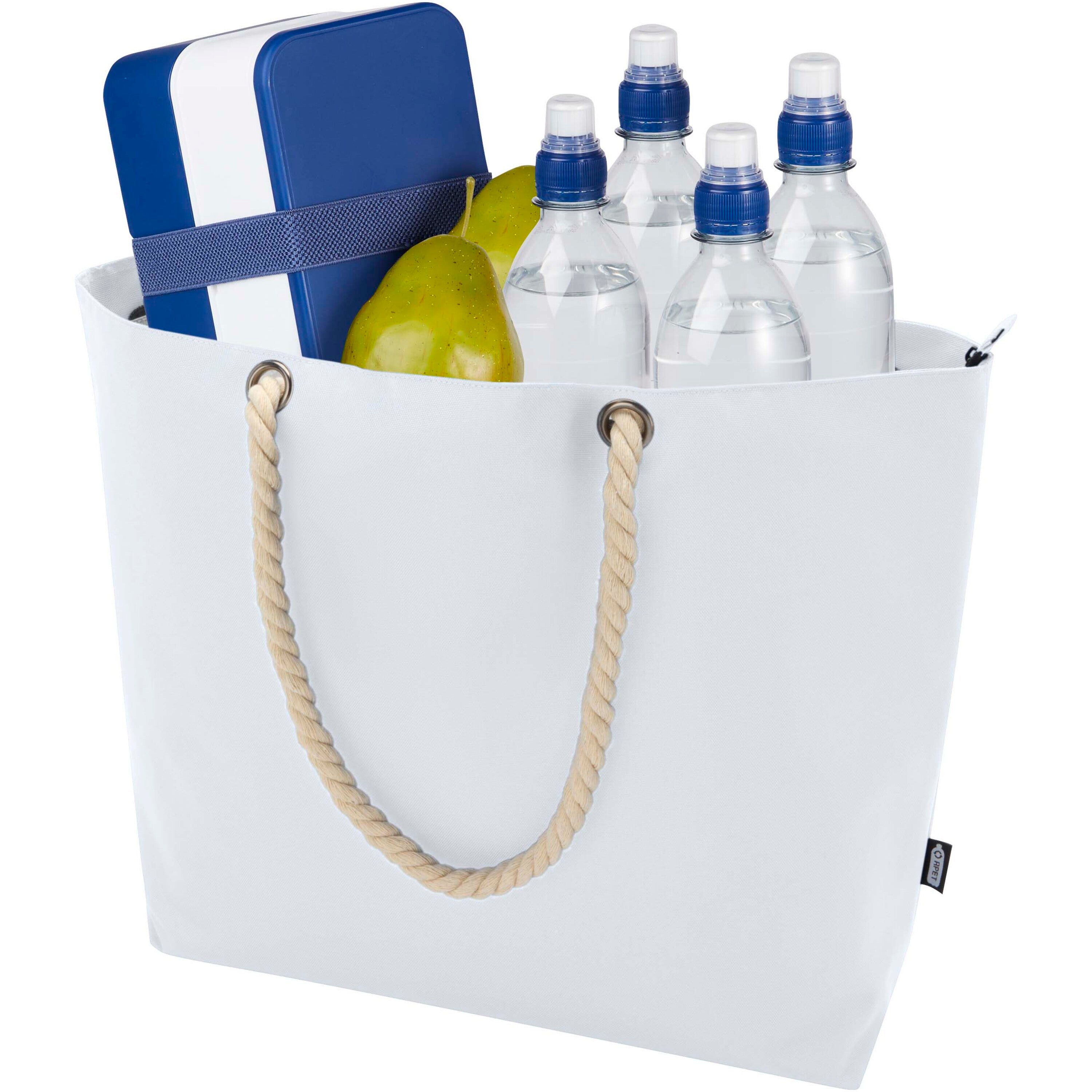Recycled Beach Cooler Tote Bag with Cord Handles