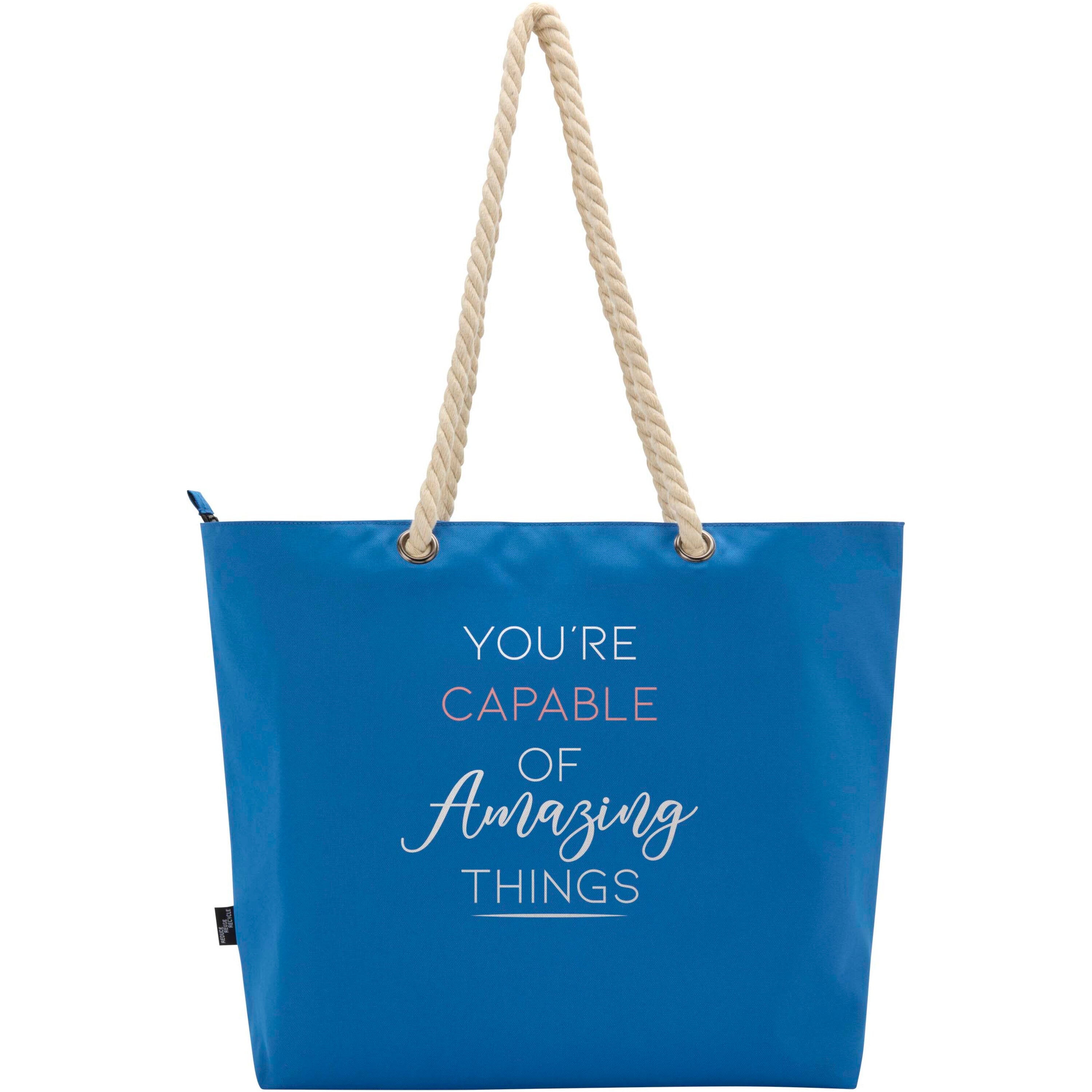 Recycled Beach Cooler Tote Bag with Cord Handles