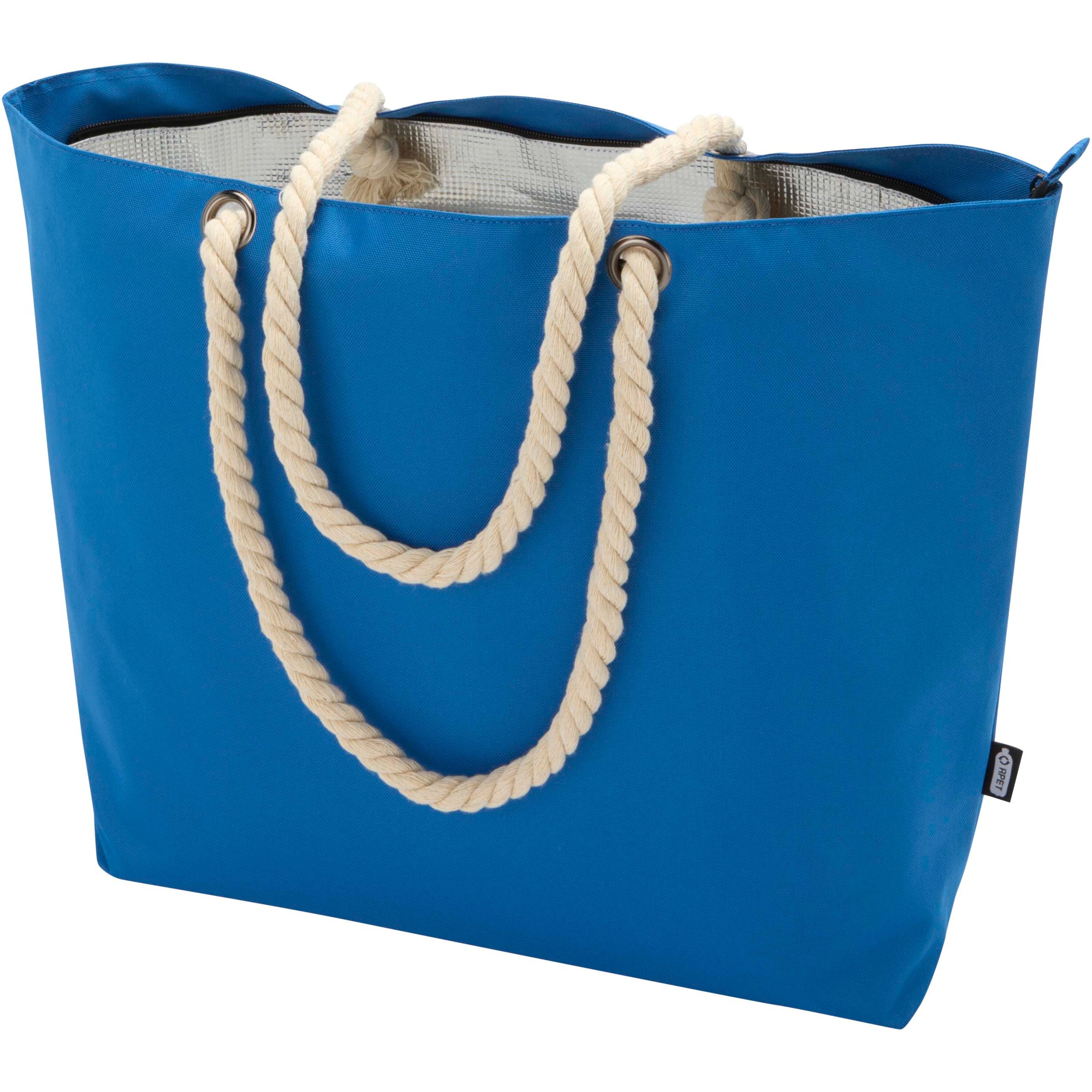 Recycled Beach Cooler Tote Bag with Cord Handles