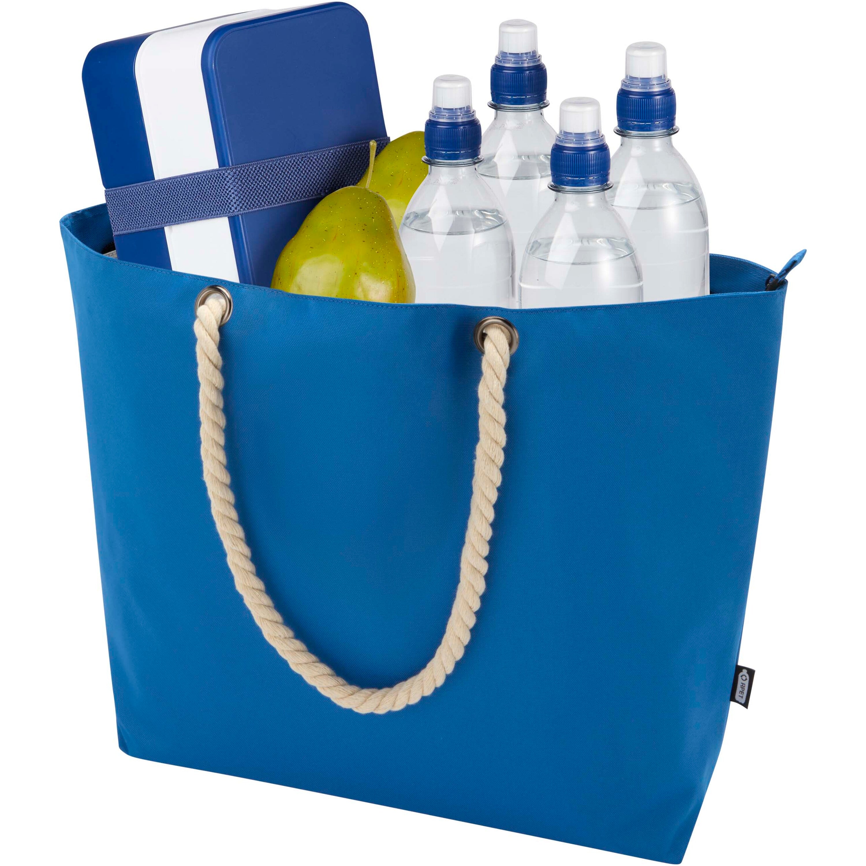 Recycled Beach Cooler Tote Bag with Cord Handles