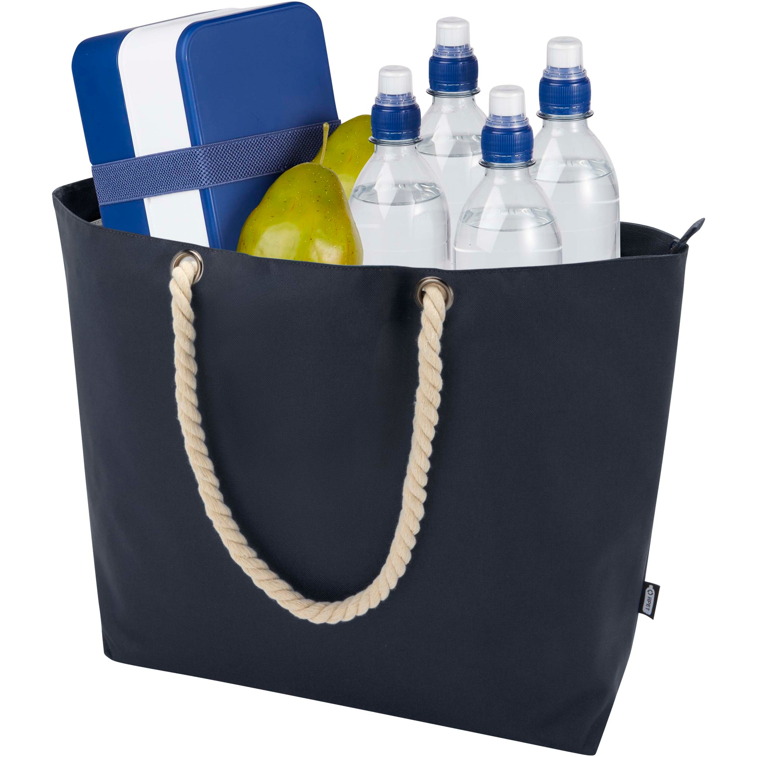 Recycled Beach Cooler Tote Bag with Cord Handles