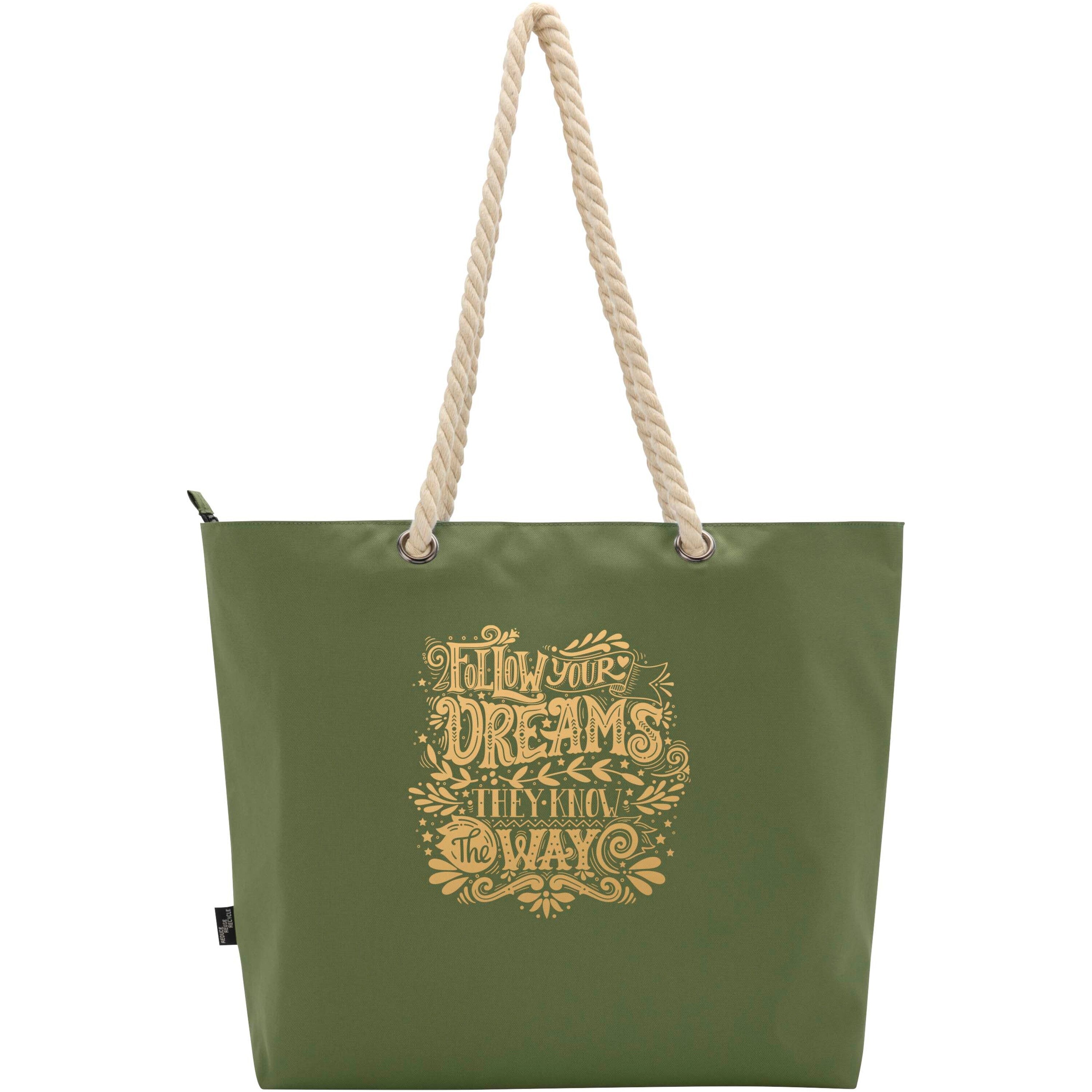 Recycled Beach Cooler Tote Bag with Cord Handles