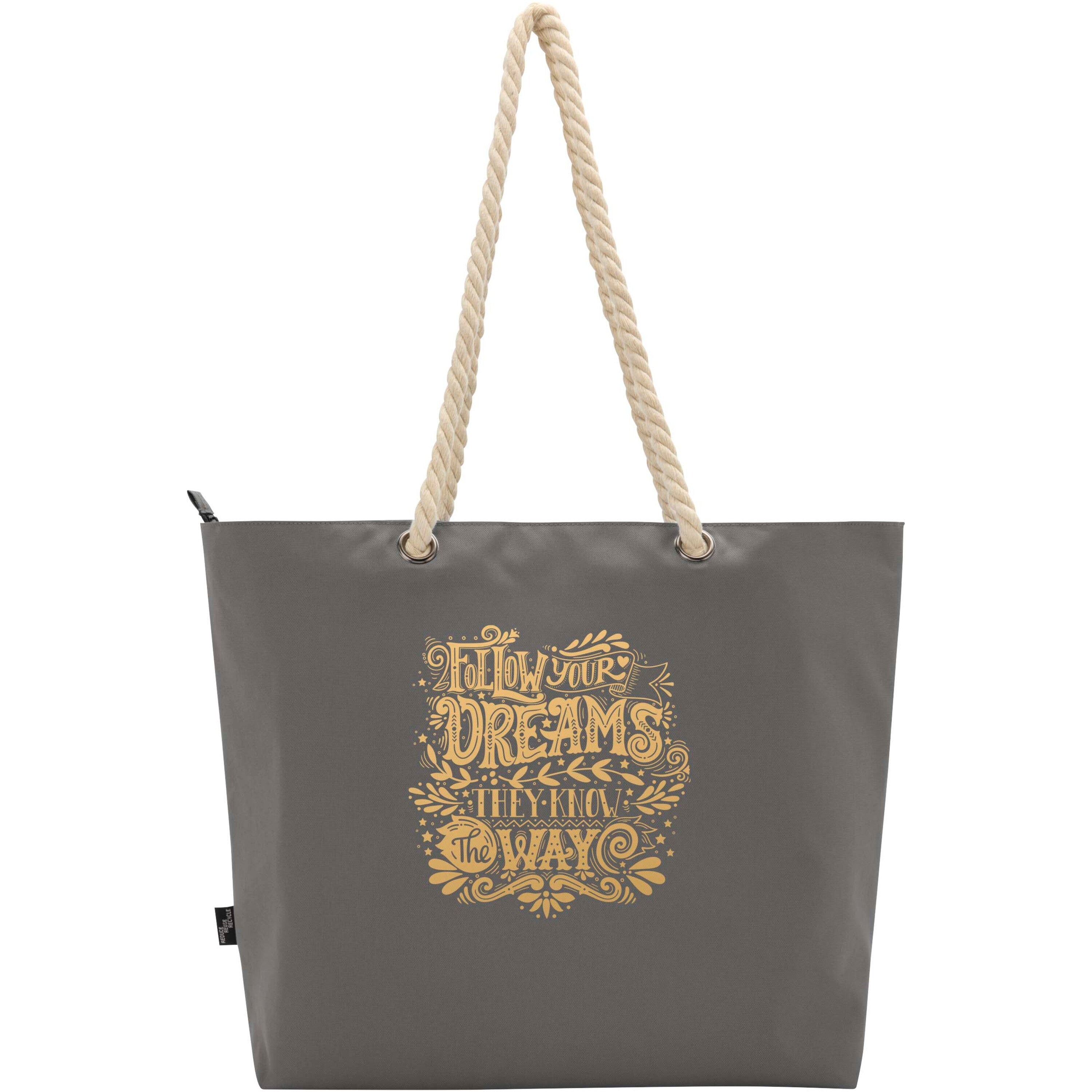 Recycled Beach Cooler Tote Bag with Cord Handles