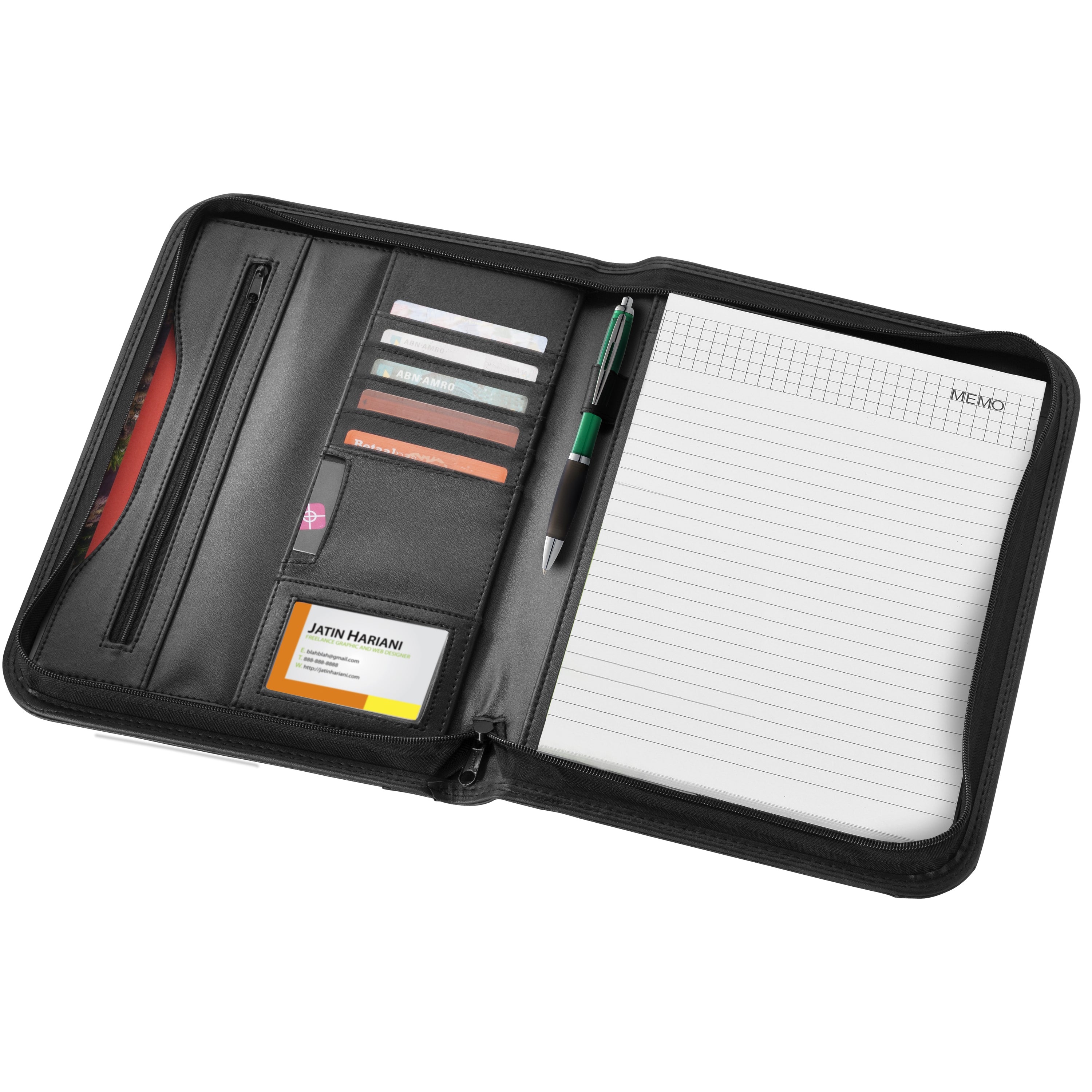Ebony A4 Zippered Portfolio