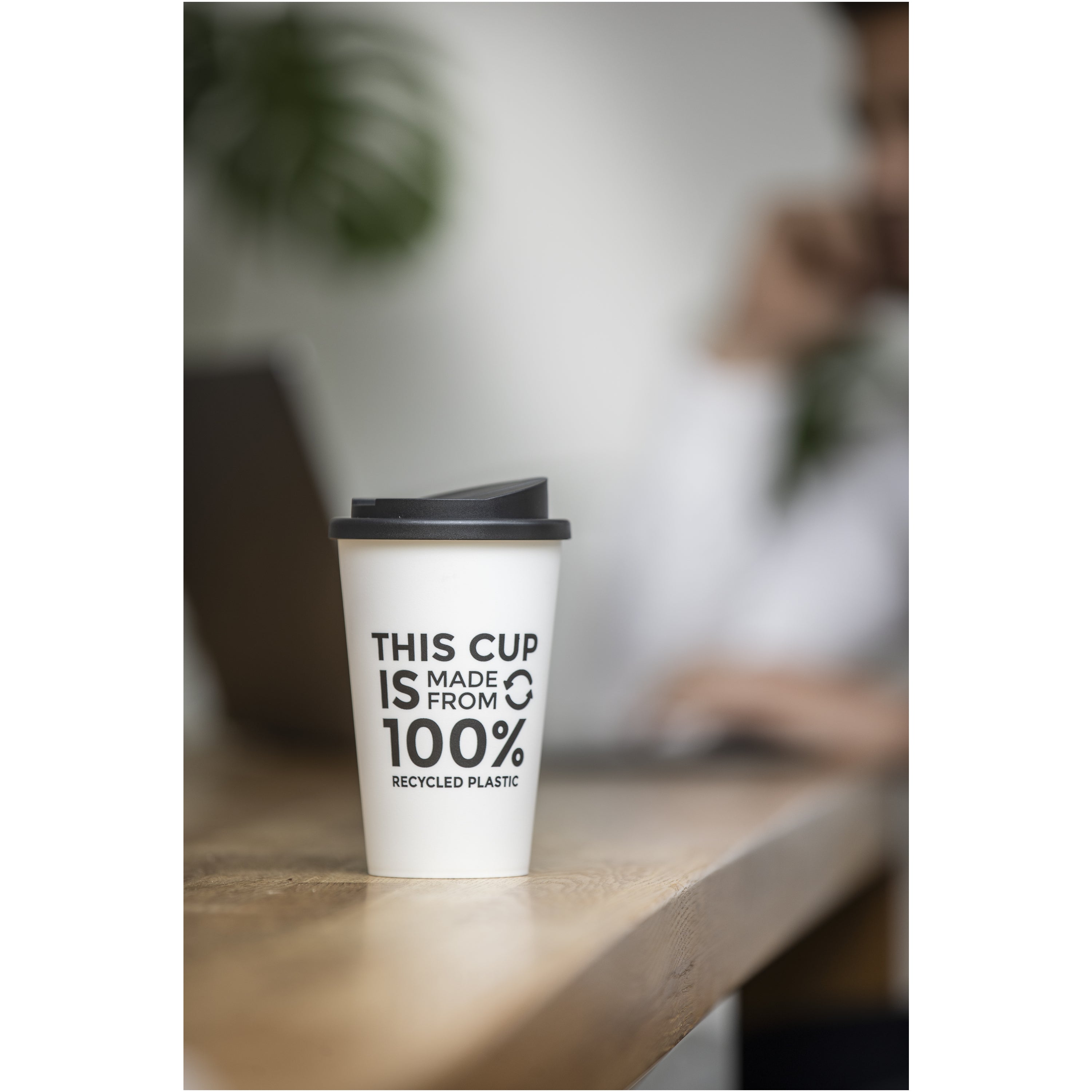 Recycled Double Walled Black Lid Tumbler