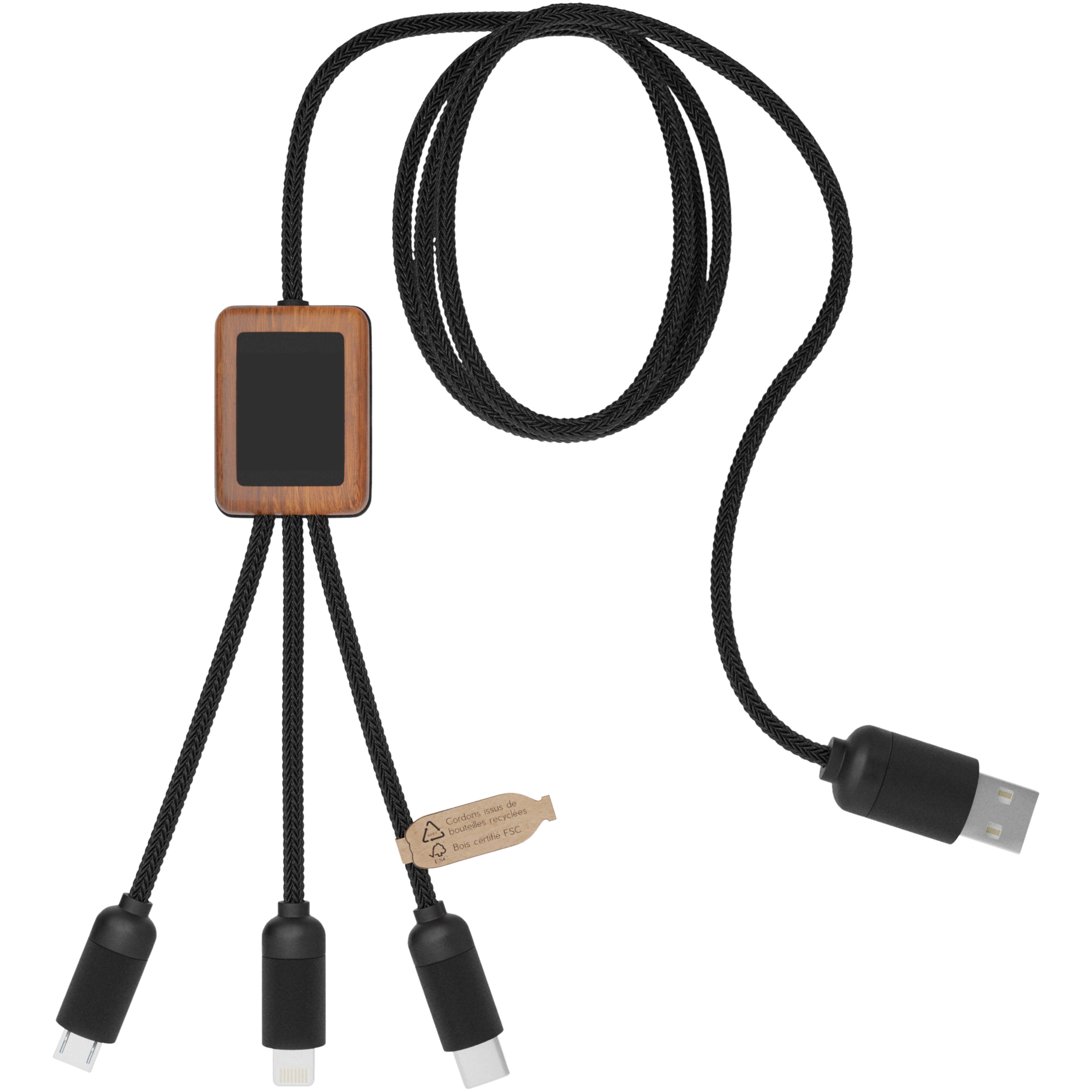 SCX 3-in-1 Bamboo Charging Cable