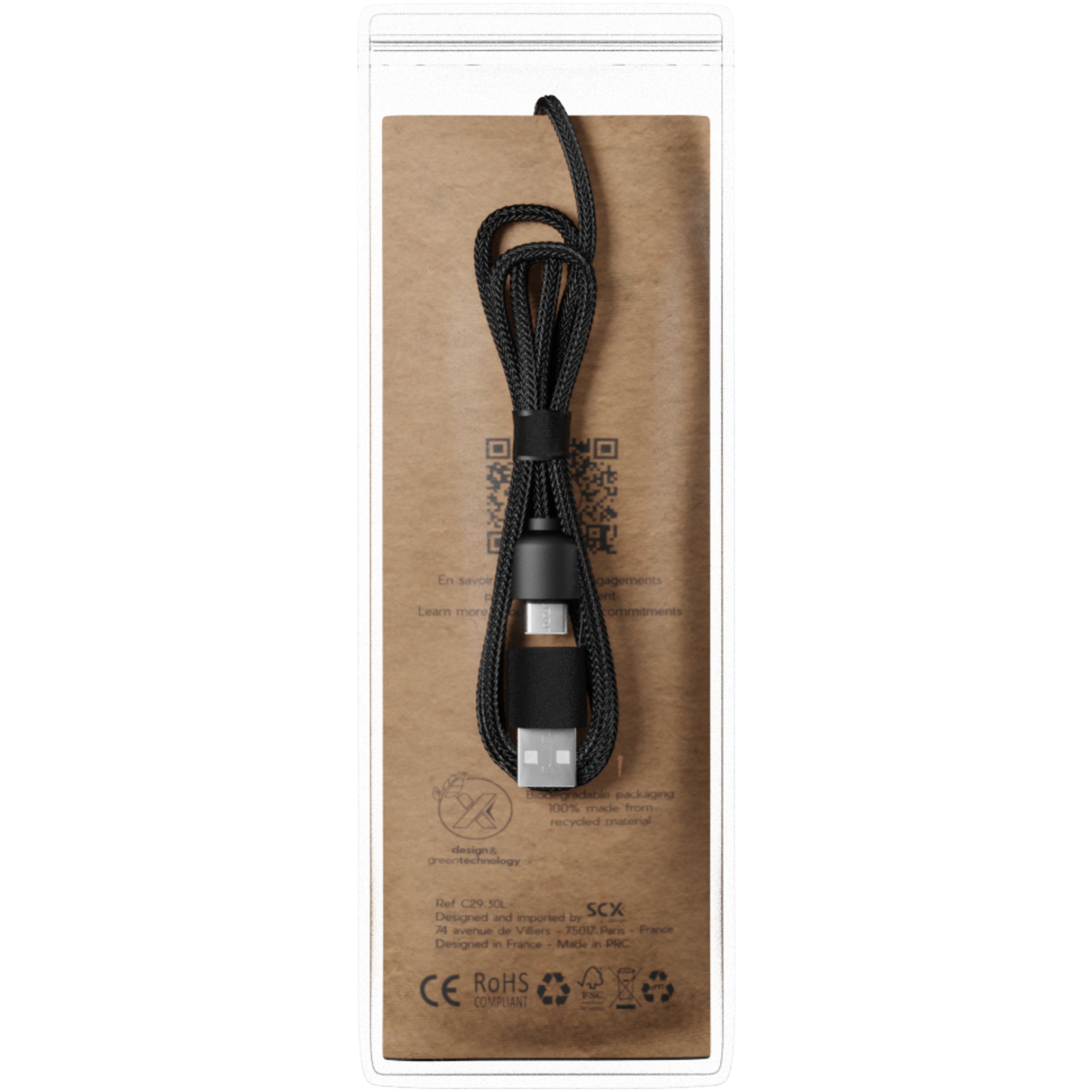 Light-Up Charging Cable with Squared Wooden Casing