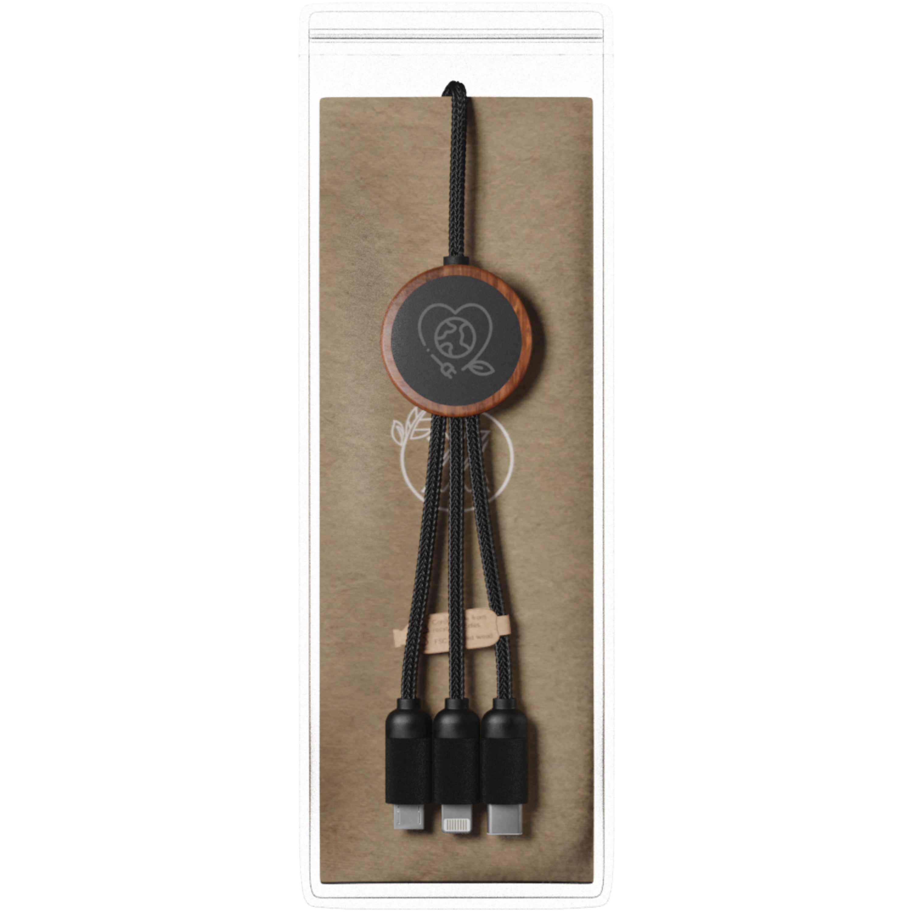 3-in-1 Light-Up Extended Charging Cable in Bamboo Casing