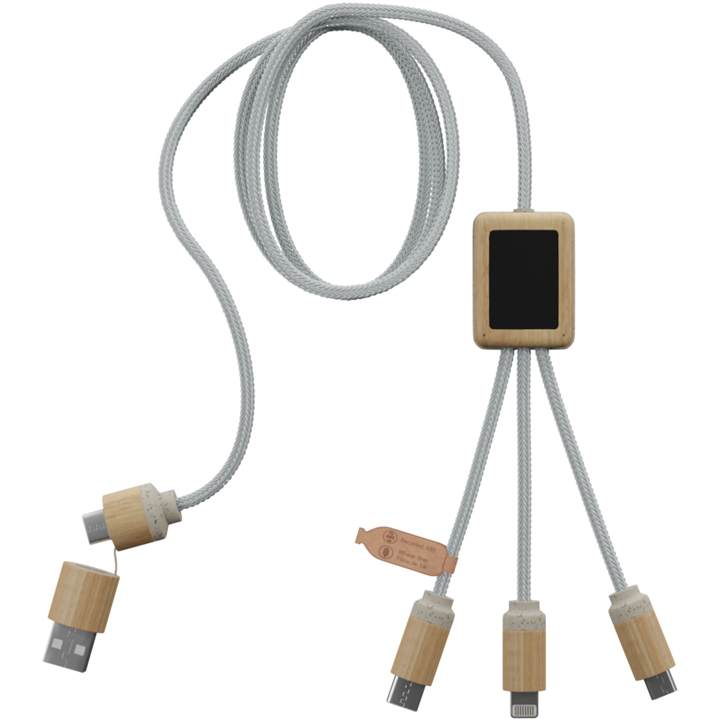5-in-1 Wheat Fibre and Bamboo Charging Cable