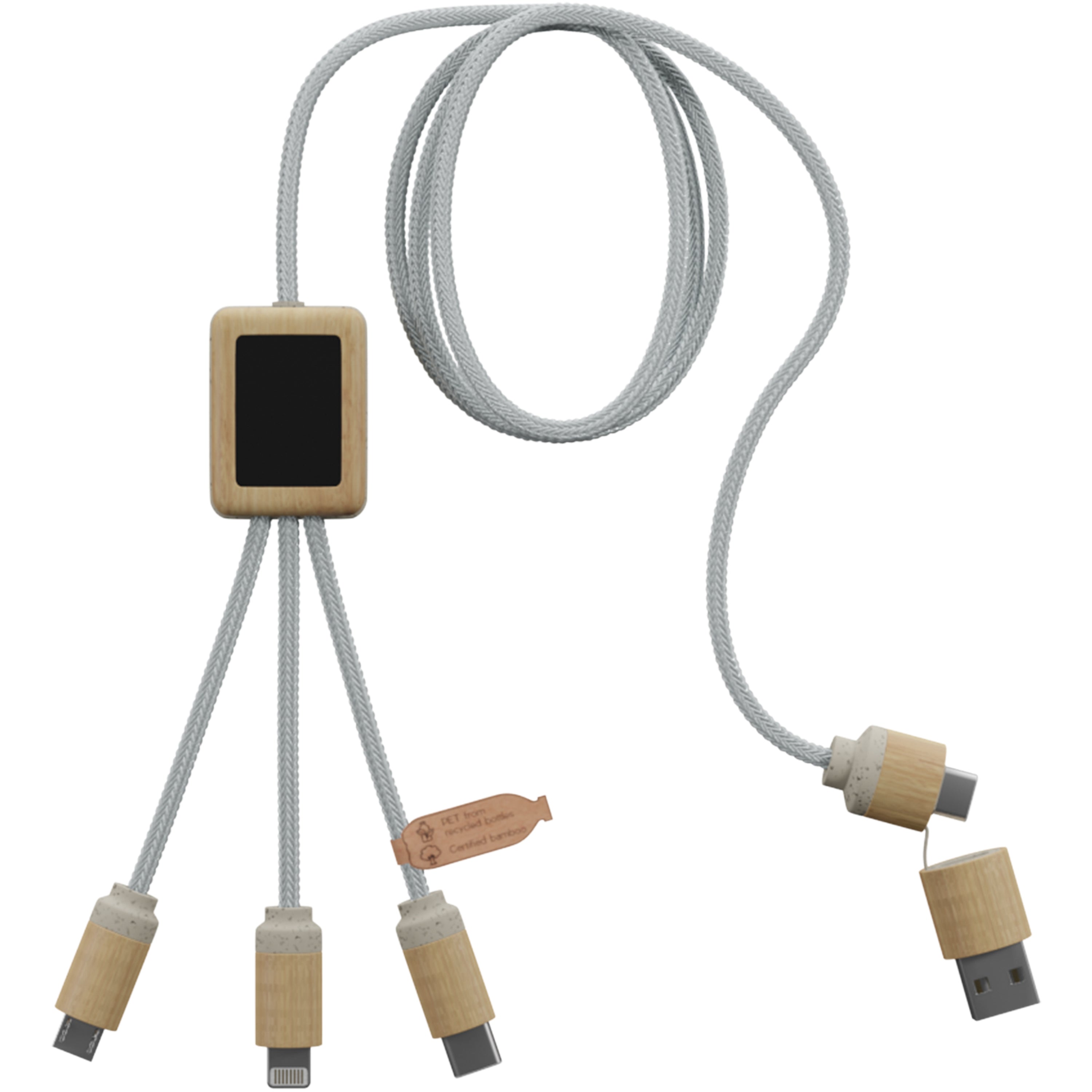 5-in-1 Wheat Fibre and Bamboo Charging Cable