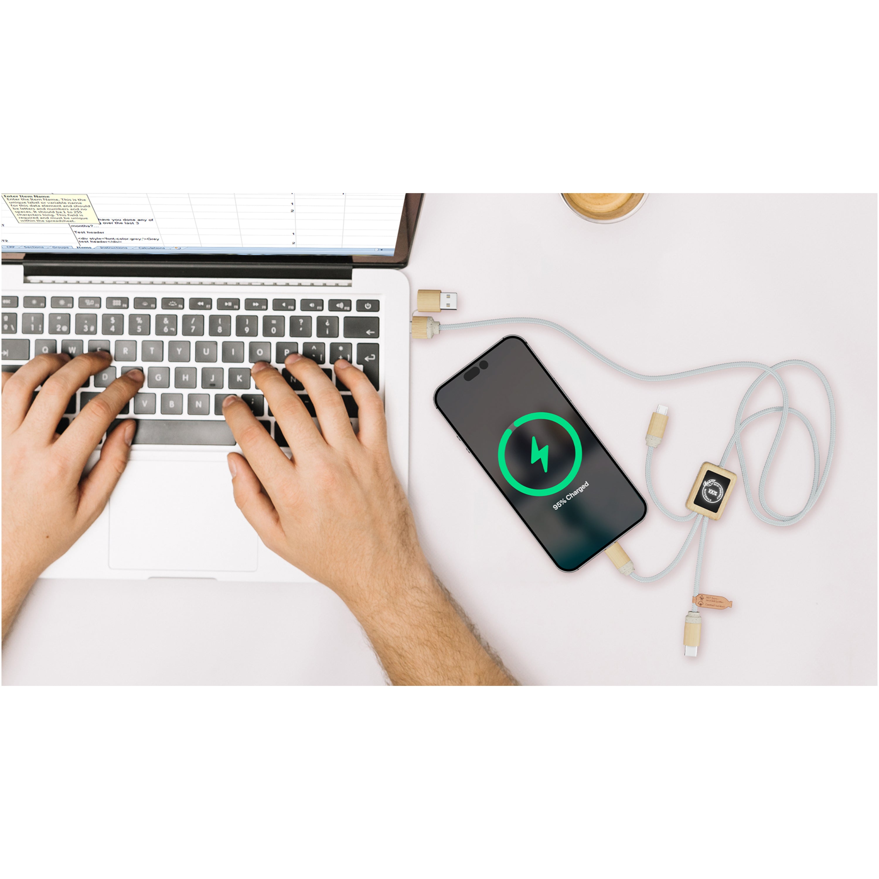 5-in-1 Wheat Fibre and Bamboo Charging Cable