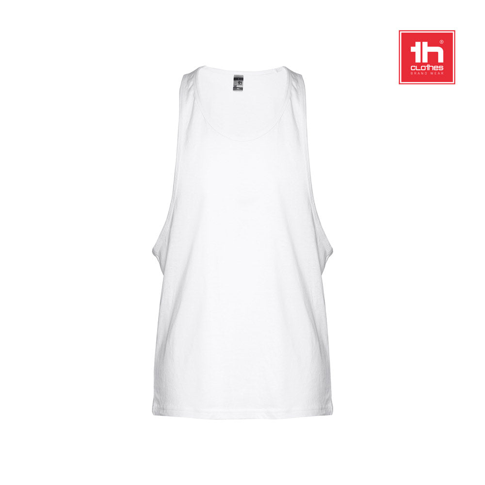 Thc Ibiza Wh. Men's Split-Sleeve Cotton T-Shirt With Dropped Armholes