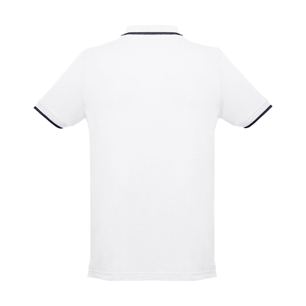 Thc Rome Wh. Men's Polo Shirt With Contrast Colour Trim And Buttons. White