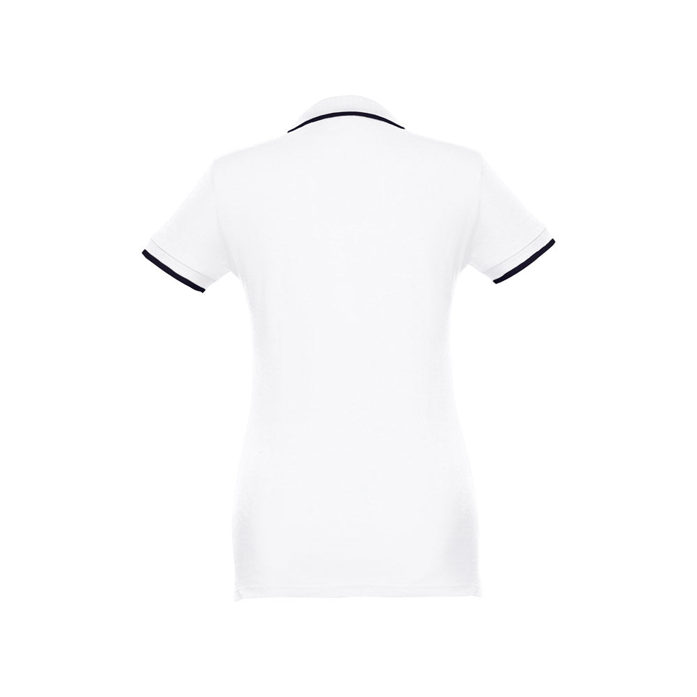 Thc Rome Women Wh. Women's Polo Shirt With Contrast Colour Trim And Buttons