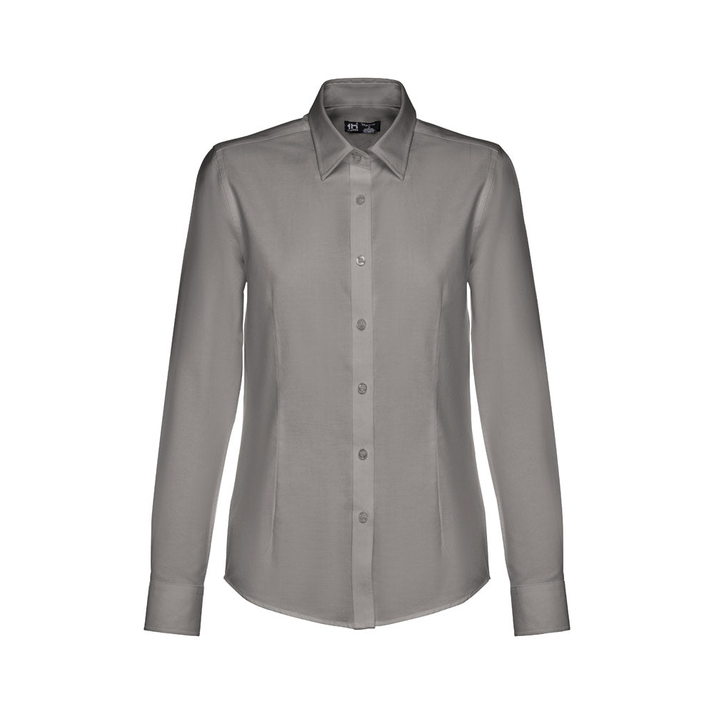 Thc Tokyo Women. Women's Long-Sleeved Oxford Shirt With Pearl Coloured Buttons