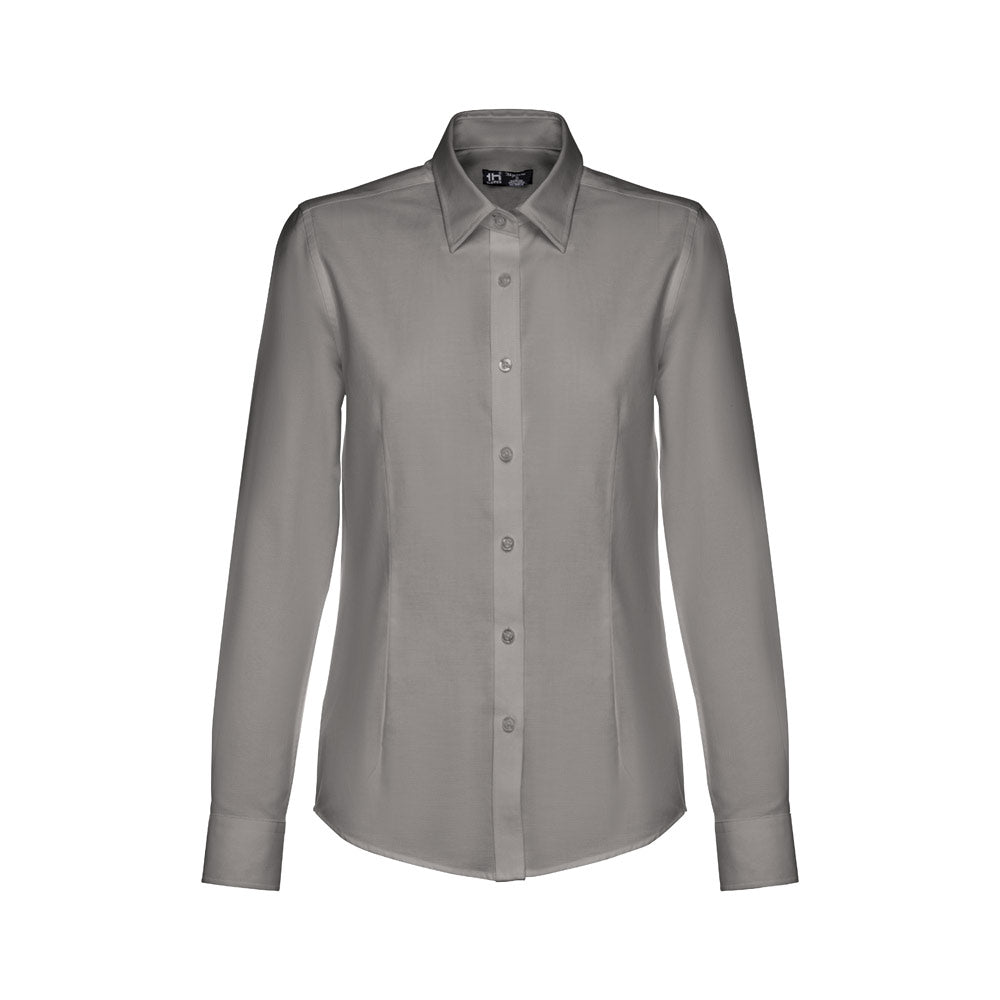 Thc Tokyo Women. Women's Long-Sleeved Oxford Shirt With Pearl Coloured Buttons
