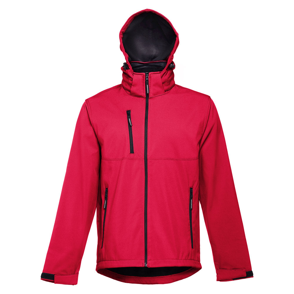 Thc Zagreb. Men's Softshell Jacket With Detachable Hood And Rounded Back Hem