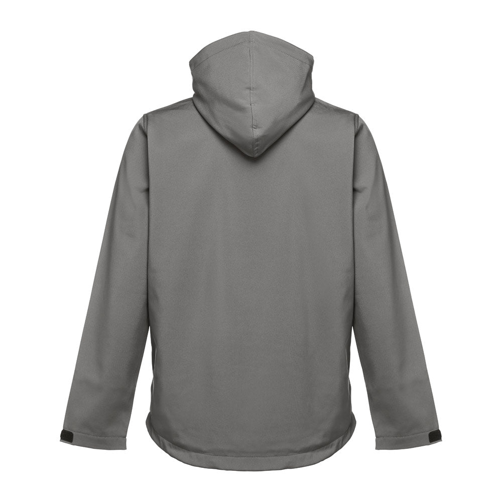 Thc Zagreb. Men's Softshell Jacket With Detachable Hood And Rounded Back Hem