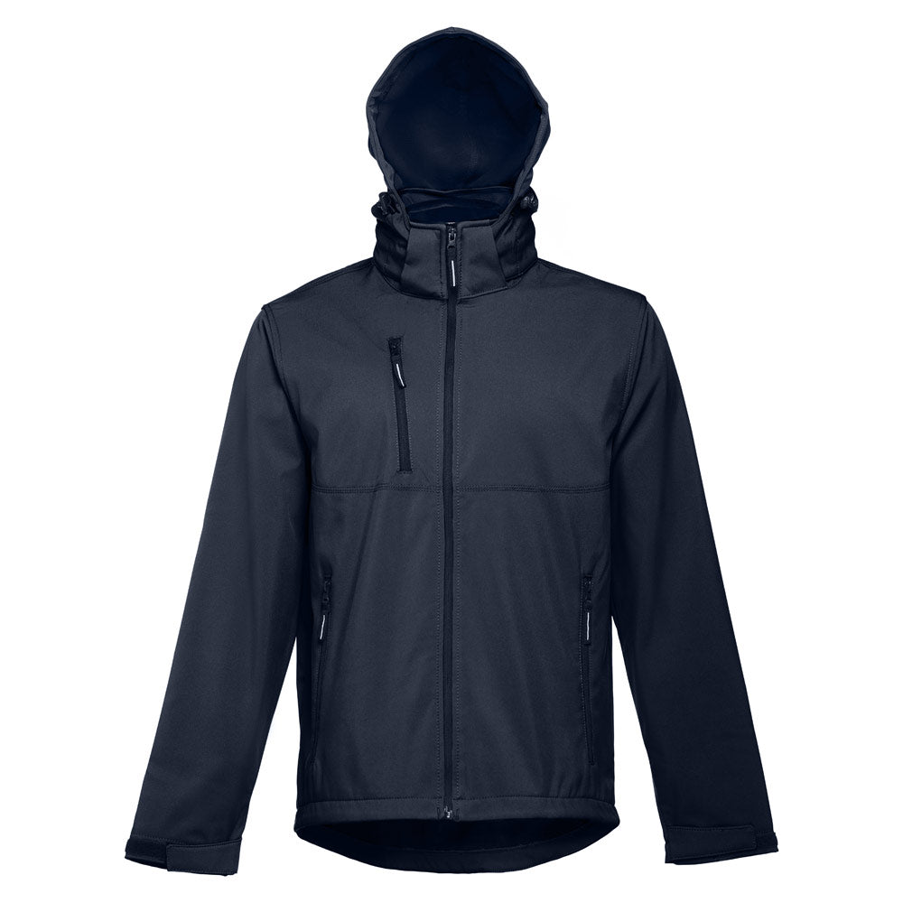 Thc Zagreb. Men's Softshell Jacket With Detachable Hood And Rounded Back Hem