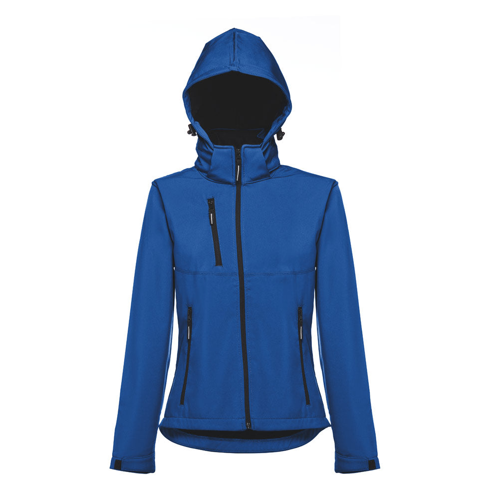 Thc Zagreb Women. Women's Softshell Jacket With Detachable Hood And Rounded Back Hem