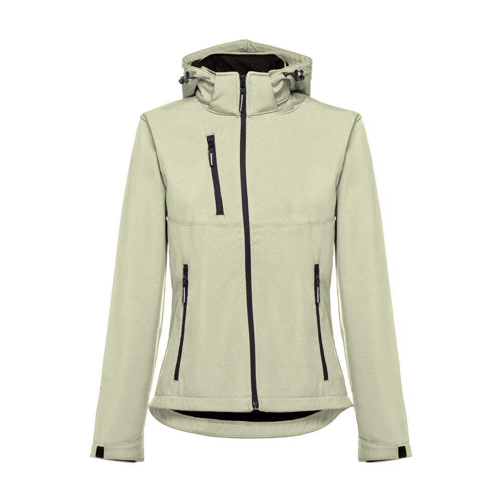 Thc Zagreb Women. Women's Softshell Jacket With Detachable Hood And Rounded Back Hem