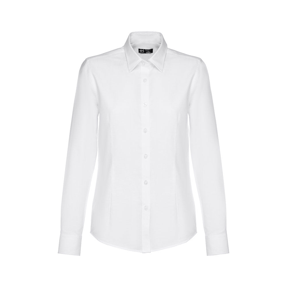 Thc Tokyo Women Wh. Women's Long-Sleeved Oxford Shirt With Pearl Coloured Buttons. White