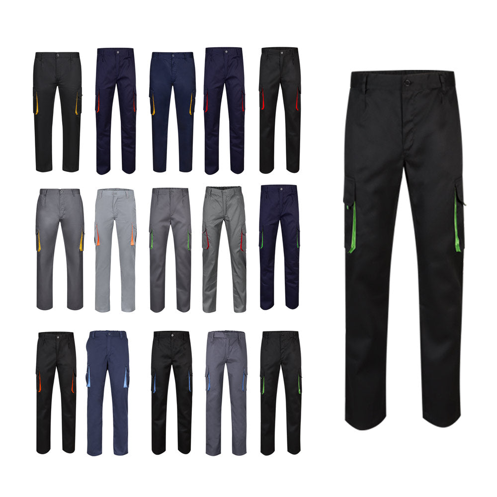 Vl Hypnos. Two-Tone Multi-Pocket Twill Trousers (200G/M²), In Cotton (35%) And Polyester (65%)
