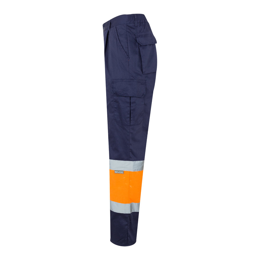 Vl Athena. Two-Tone Twill Trousers (210G/M²), Lined, Multi-Pocket, In Cotton (20%) And Polyester (80%)