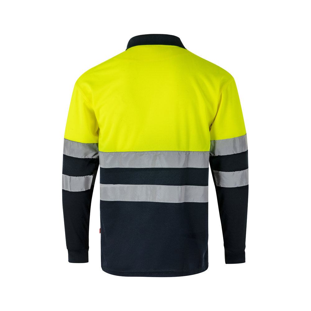 Vl Vulcan Large. Two-Tone Bird-Eye Polo Shirt (160G/M²) With Long Sleeves, In Polyester (100%)