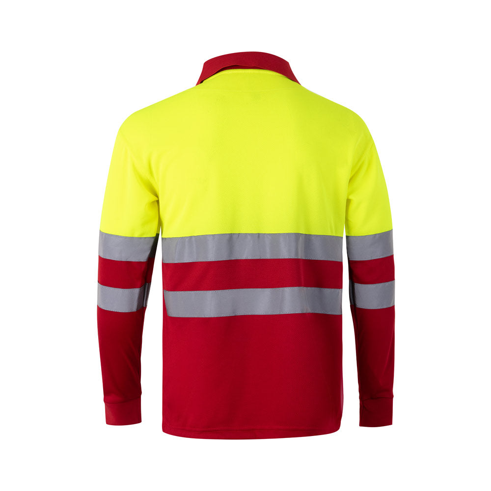 Vl Vulcan Large. Two-Tone Bird-Eye Polo Shirt (160G/M²) With Long Sleeves, In Polyester (100%)