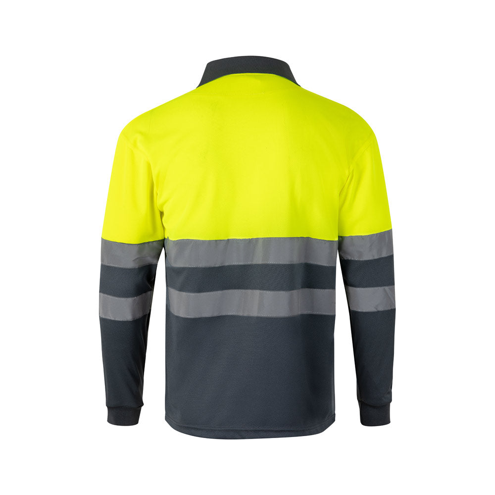 Vl Vulcan Large. Two-Tone Bird-Eye Polo Shirt (160G/M²) With Long Sleeves, In Polyester (100%)