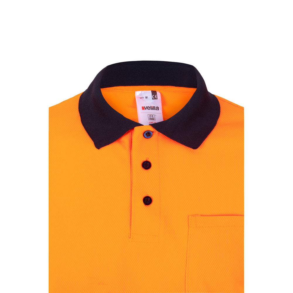 Vl Vulcan Large. Two-Tone Bird-Eye Polo Shirt (160G/M²) With Long Sleeves, In Polyester (100%)