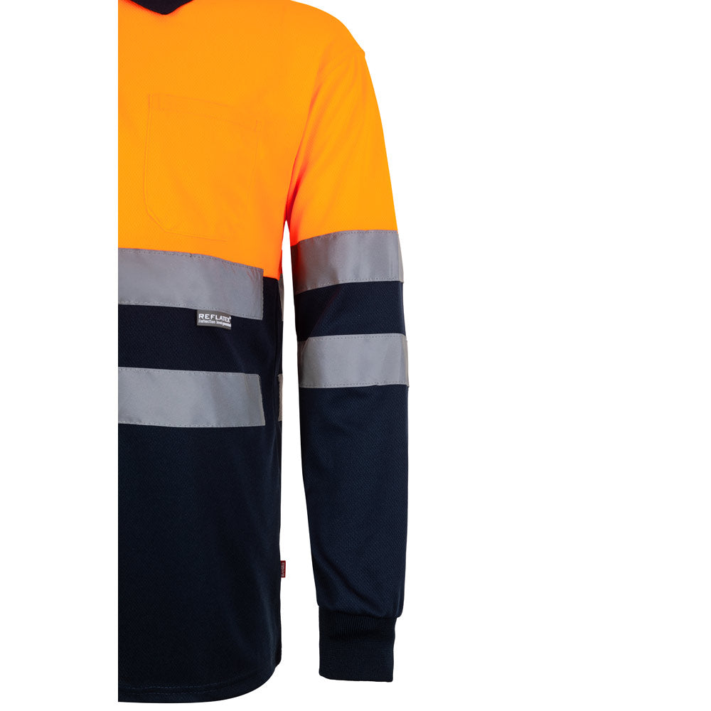 Vl Vulcan Large. Two-Tone Bird-Eye Polo Shirt (160G/M²) With Long Sleeves, In Polyester (100%)