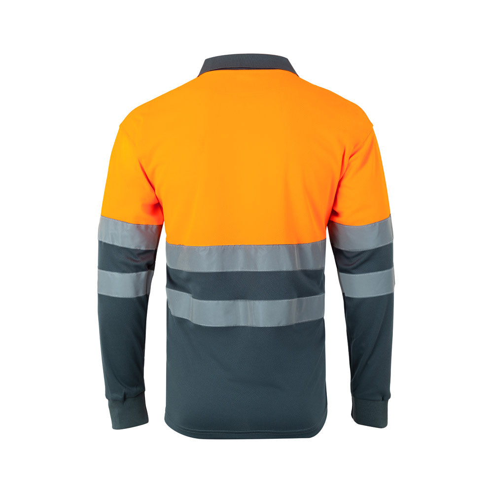 Vl Vulcan Large. Two-Tone Bird-Eye Polo Shirt (160G/M²) With Long Sleeves, In Polyester (100%)