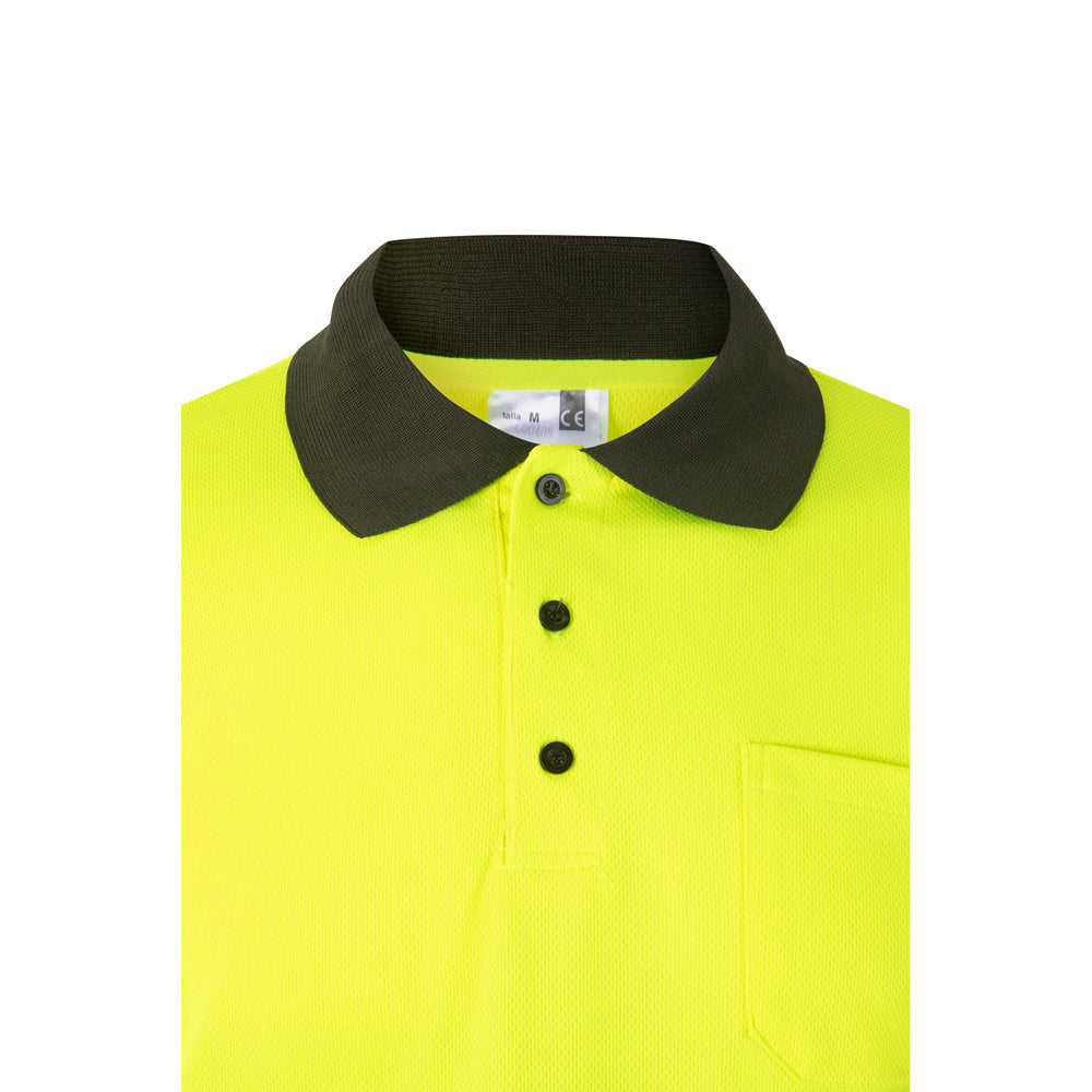 Vl Vulcan Large. Two-Tone Bird-Eye Polo Shirt (160G/M²) With Long Sleeves, In Polyester (100%)
