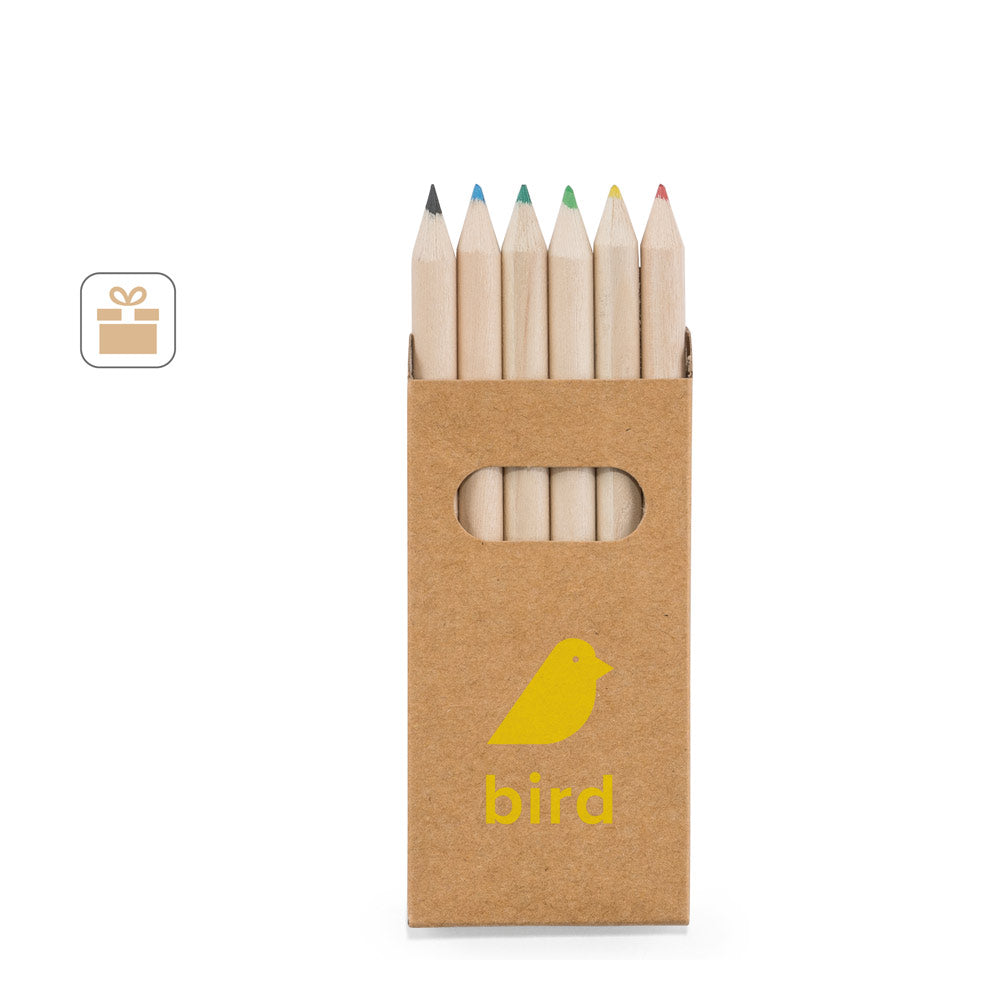 Bird. Pencil Box With 6 Coloured Pencils