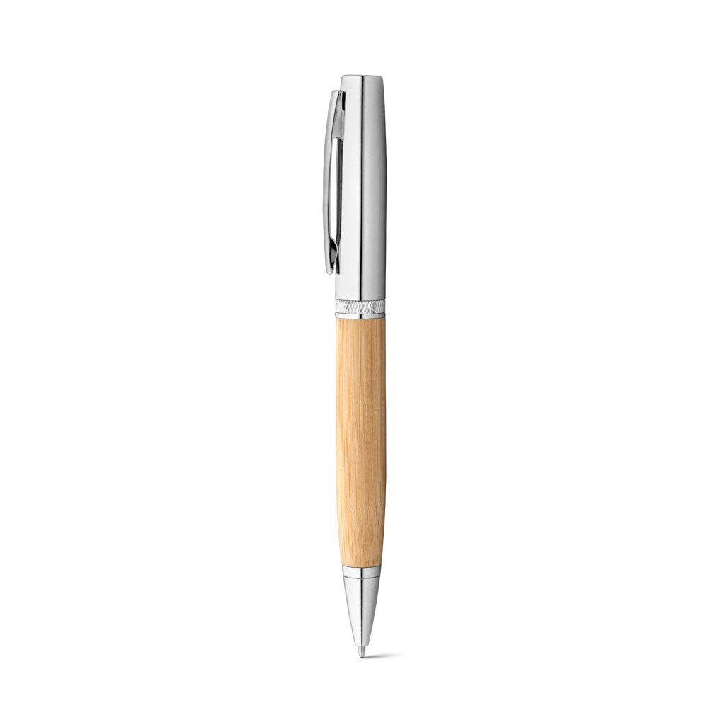 Fuji. Bamboo And Metal Ball Pen With Case