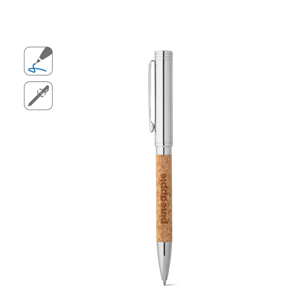 Corko. Cork And Metal Ballpoint Pen With Twist Mechanism