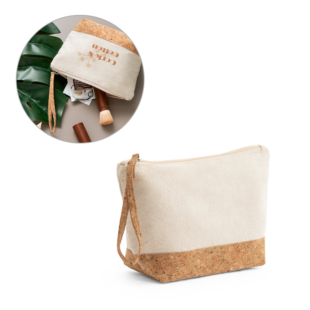 Blanchett. 100% Cotton And Cork Toiletry Bag