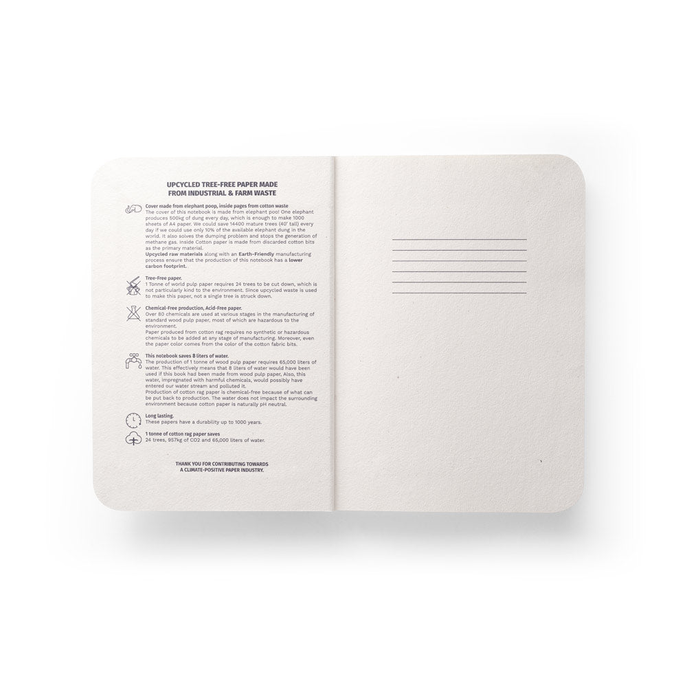 Organic Semi-Rigid. A5 Notepad With Semi-Rigid Cover Made From Organic Elephant Matter (80%)