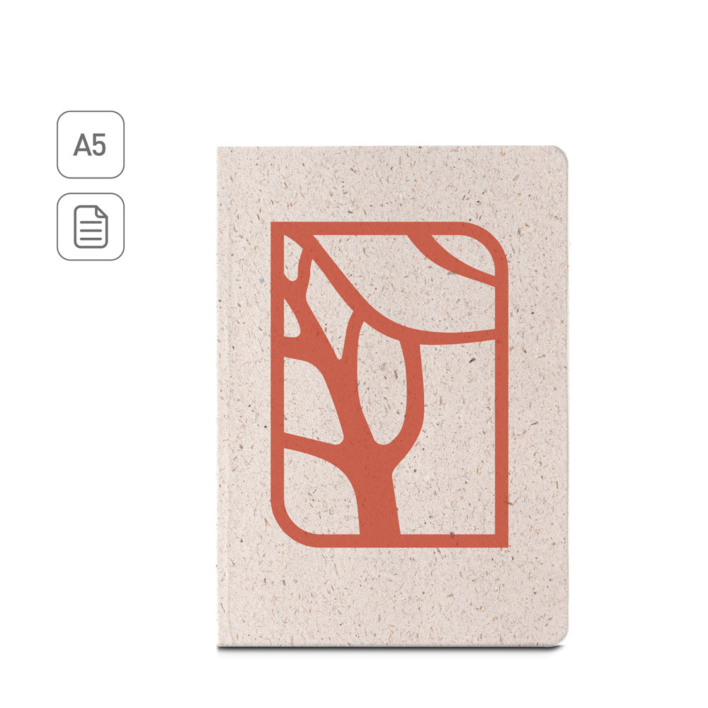 Organic Semi-Rigid. A5 Notepad With Semi-Rigid Cover Made From Organic Elephant Matter (80%)