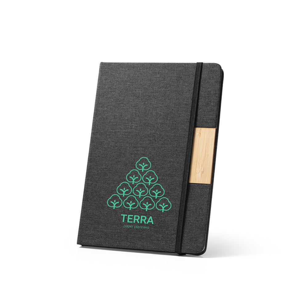 Márquez. A5 Hardback Notebook Made From 100% Recycled Pet Fabric, With Recycled Lined Pages