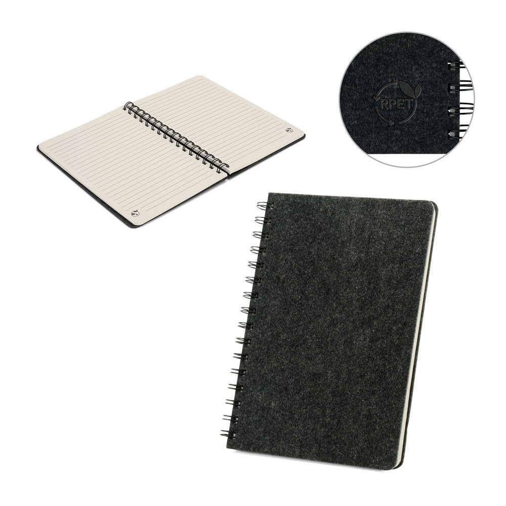 Mishima. A5 Notebook With Semi-Hard Cover In Recycled Felt (100% Rpet) With Rings And Lined Pages