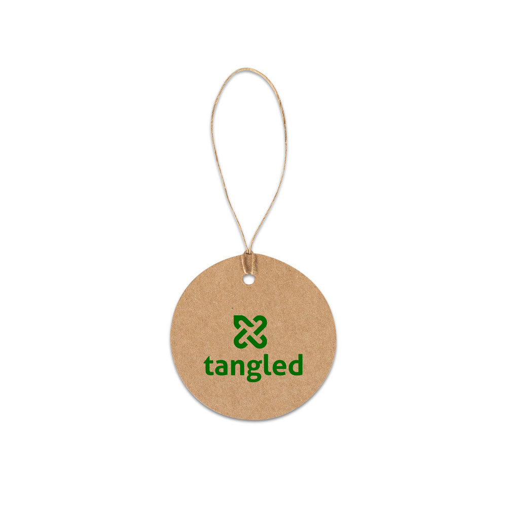 Label Round. Label Made From 100% Recycled Paper (700 G/M²) In A Circular Shape