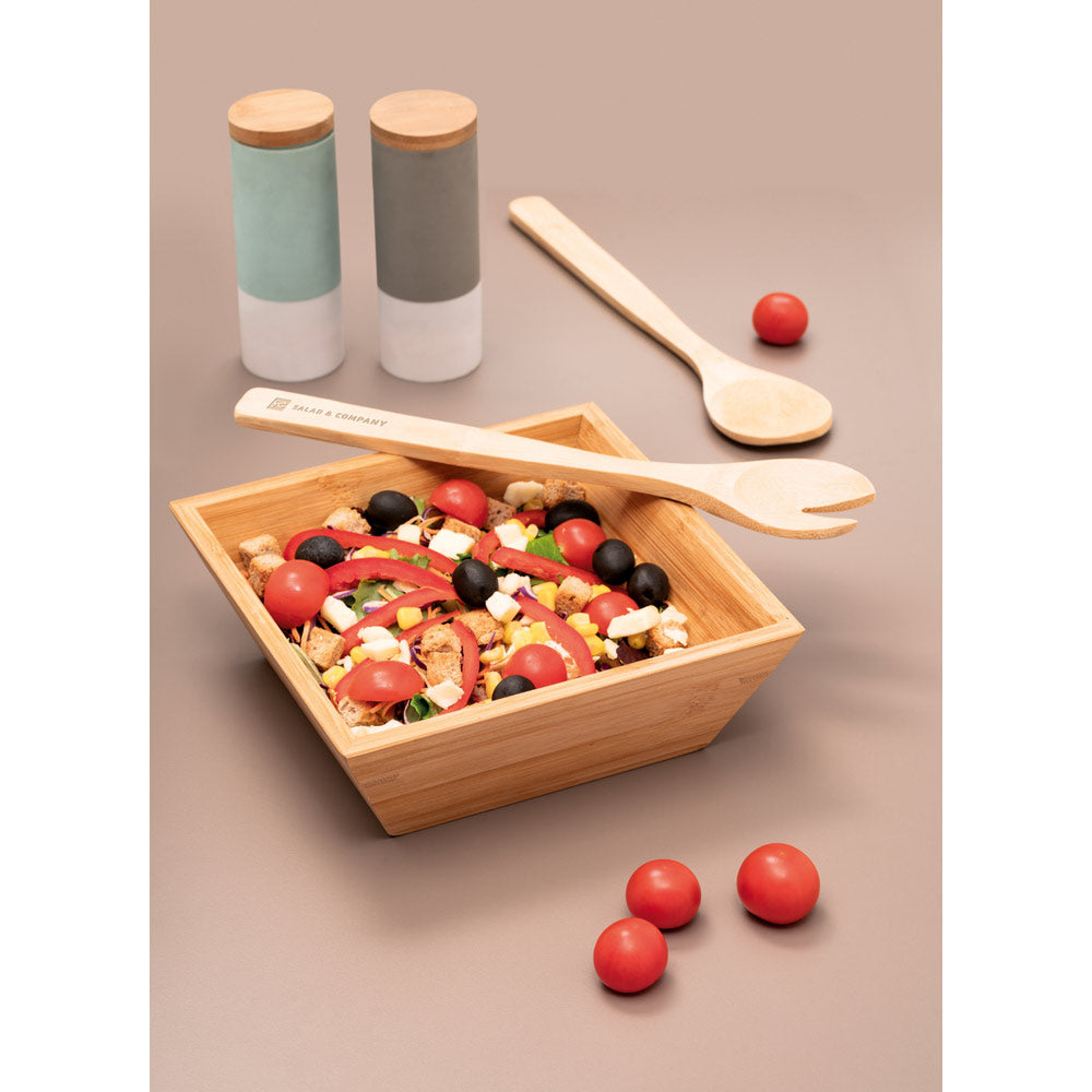 Pepper. Square Bamboo Salad Bowl